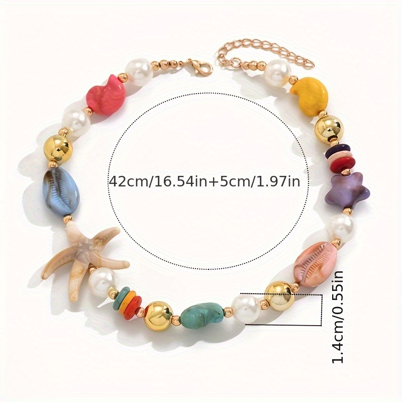 Beach Style Resin Faux Shell Starfish Necklace Random